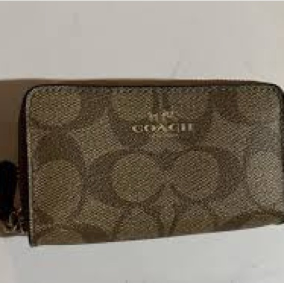 Coach Brown Signature Double Zip Card Case - Picture 2 of 2
